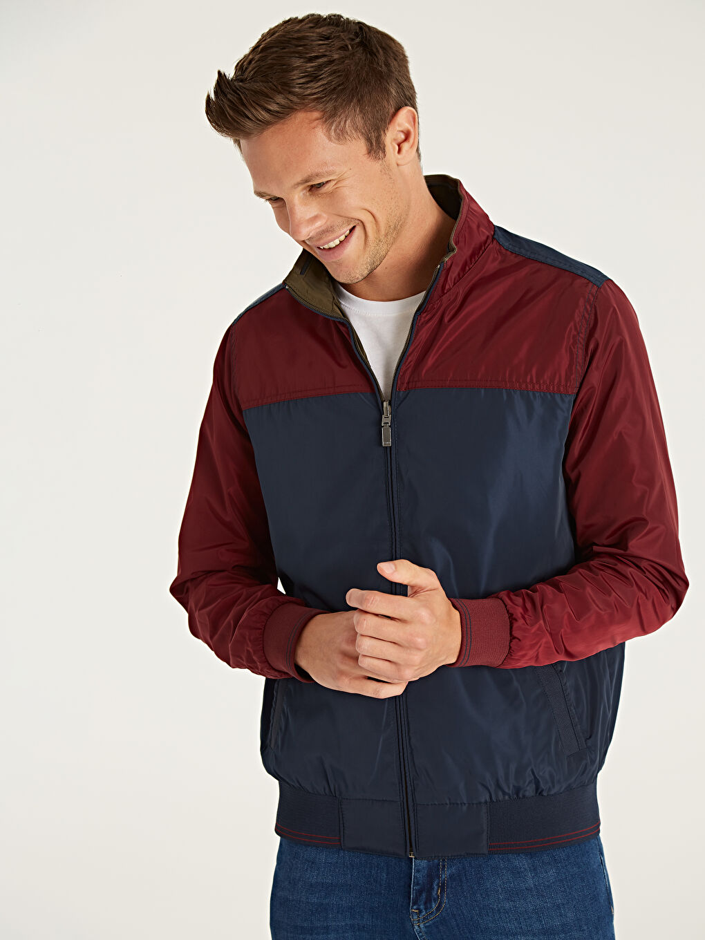 Haki Dik Yaka Erkek Mont-3