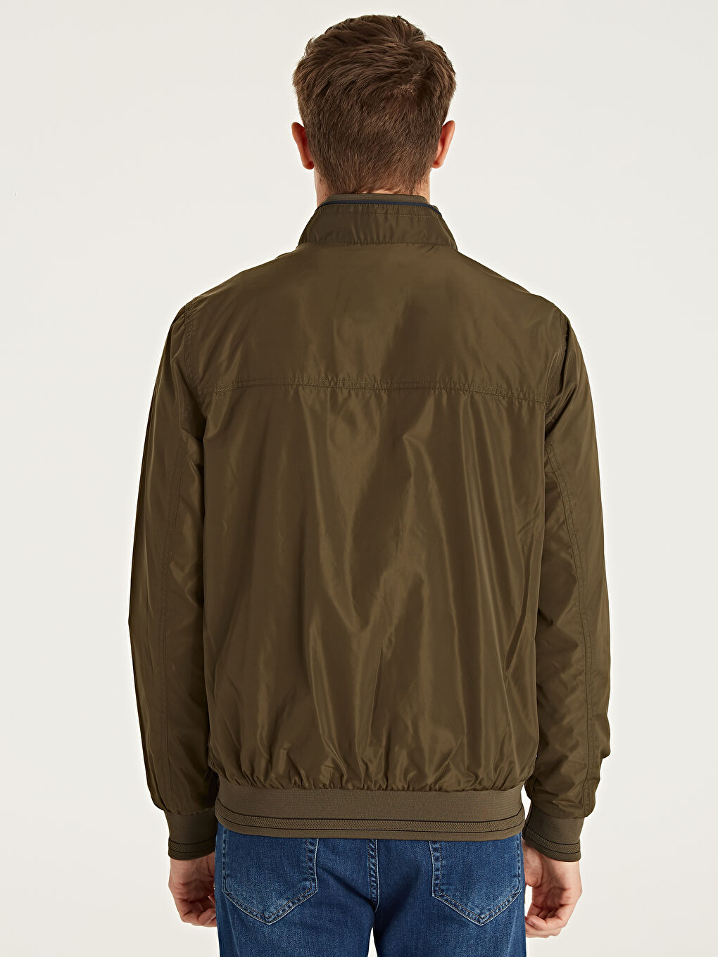 Haki Dik Yaka Erkek Mont-4