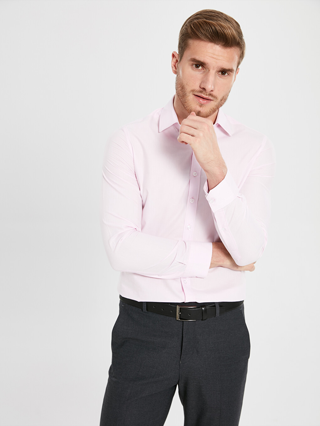 Cămașă Slim Fit Cu Mânecă Lungă Pentru Bărbați-1