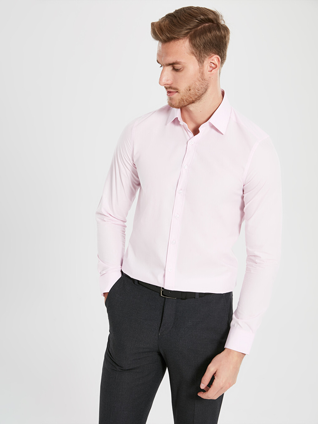 Cămașă Slim Fit Cu Mânecă Lungă Pentru Bărbați-2