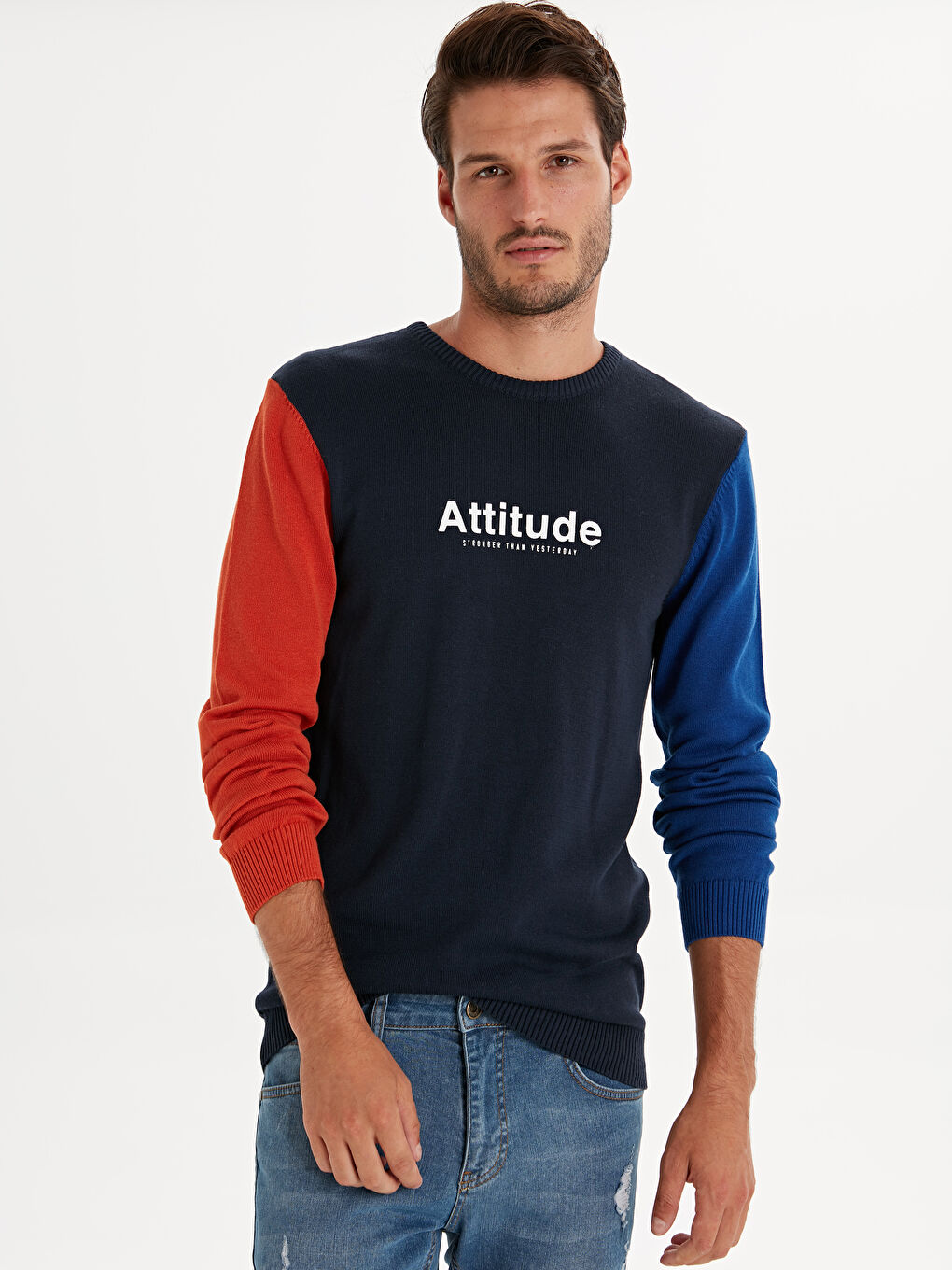 Чоловік ТЕМНО-СИНІЙ Светр-1