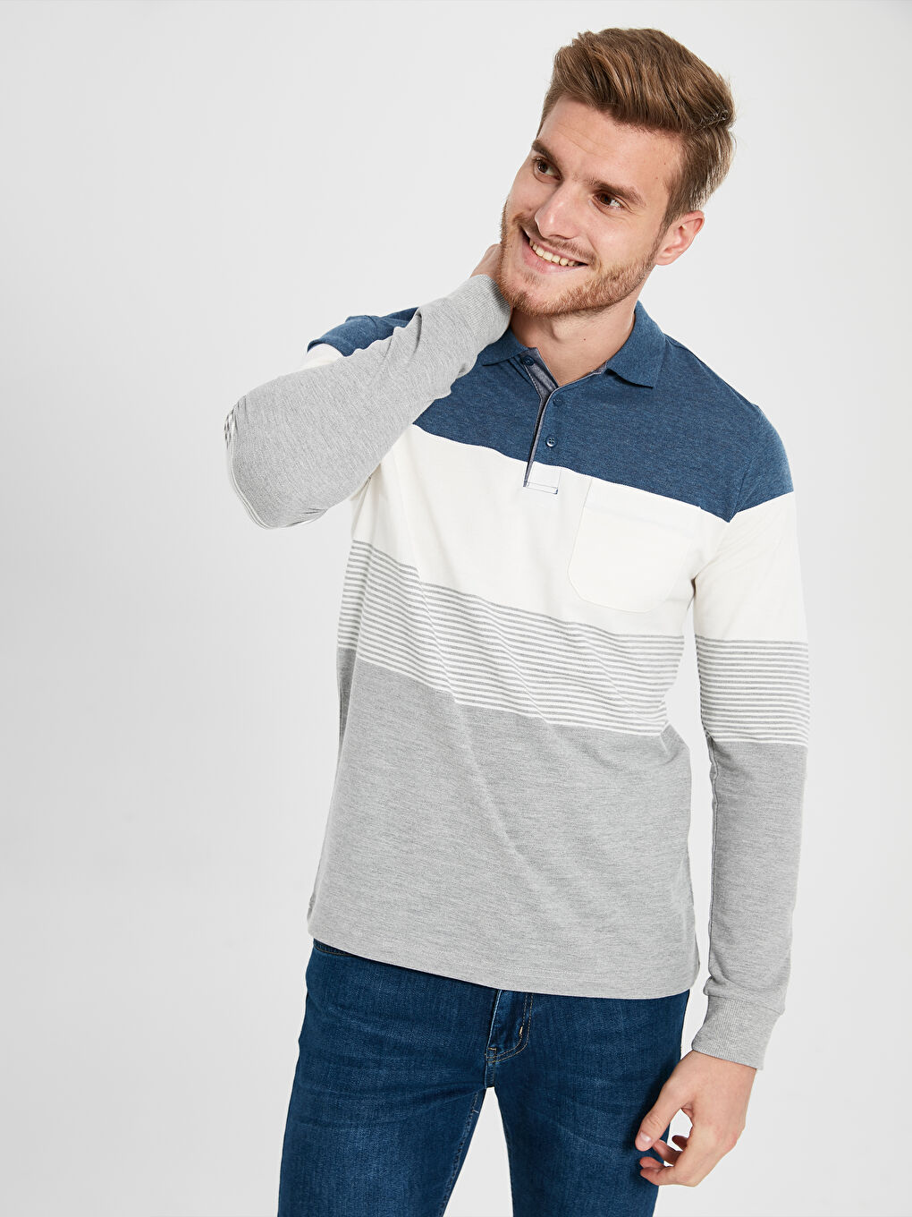 İndigo Polo Yaka Kısa Kollu Pike Erkek Tişört-1