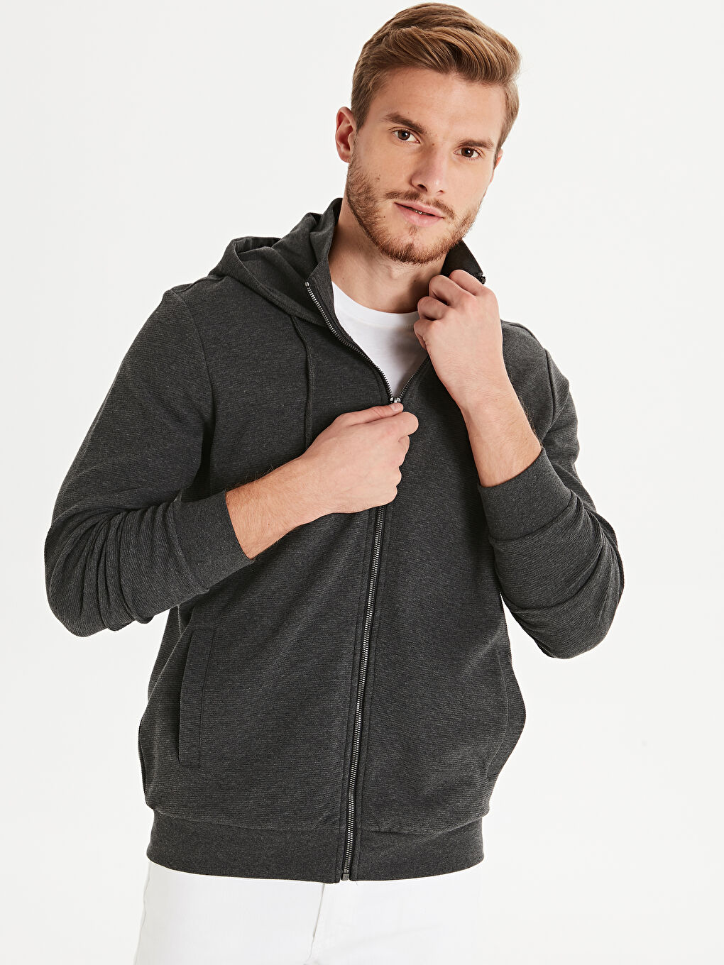 Relaxed Fit Hooded Men's Sports Cardigan