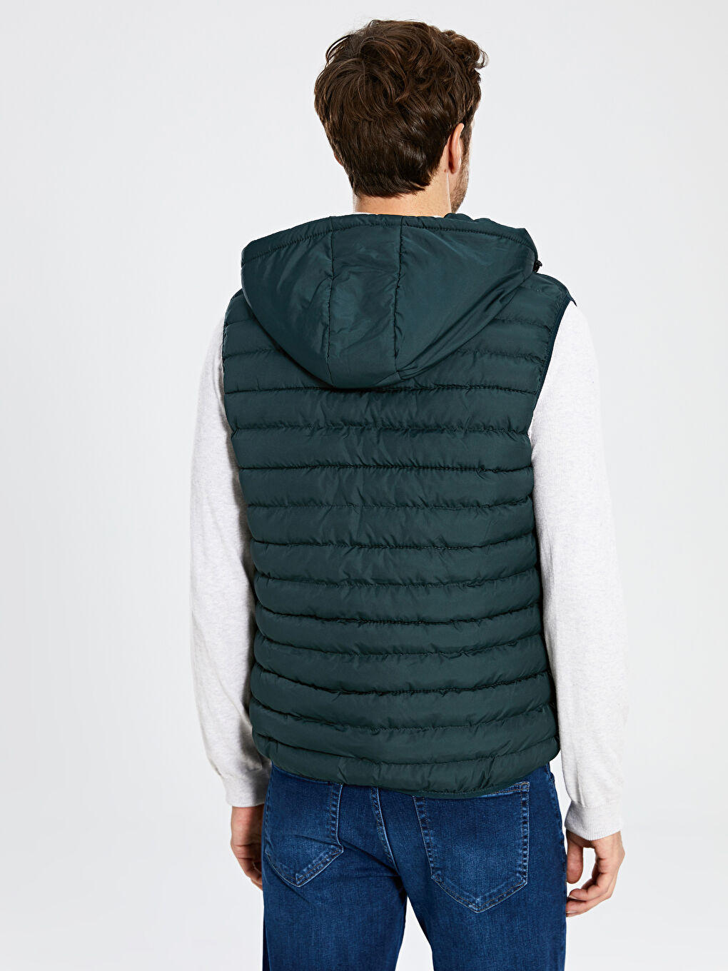 Haki Dik Yaka Erkek Yelek-4