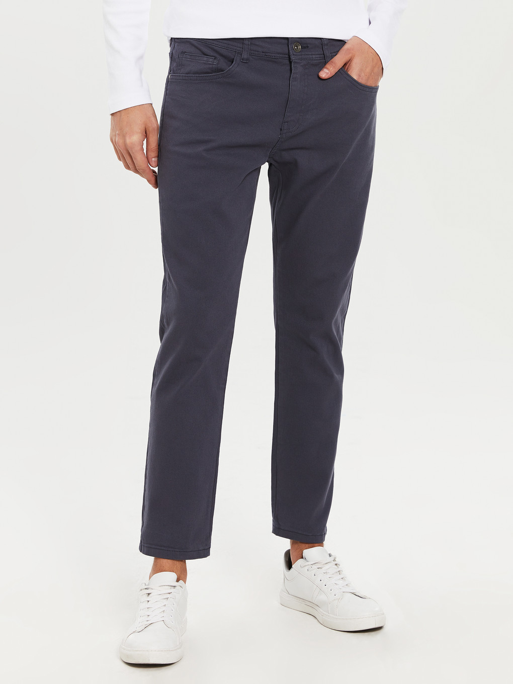 Antrasit Dar Kalıp Gabardin Erkek Chino Pantolon-2