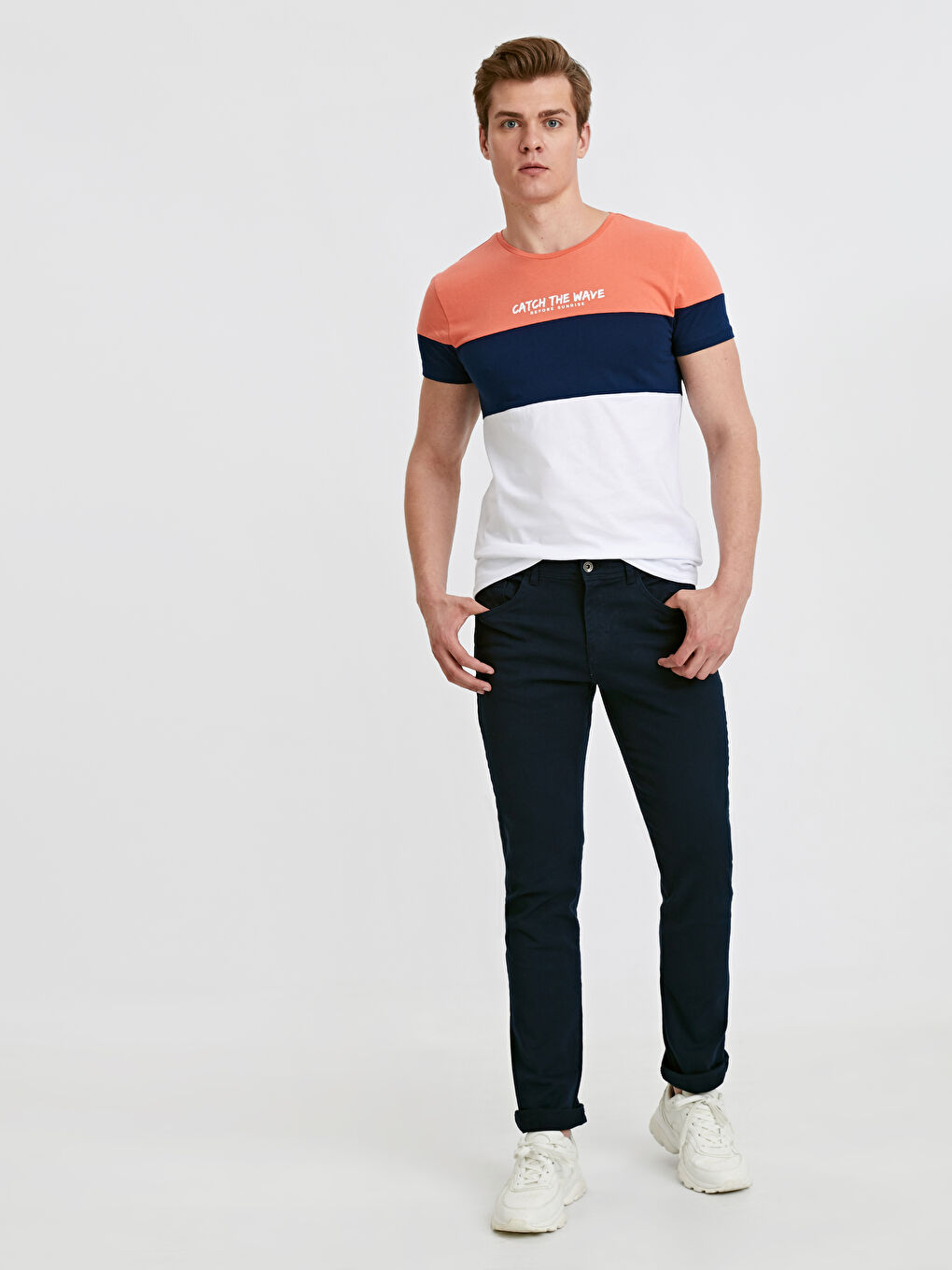 Lacivert Dar Kalıp Gabardin Erkek Chino Pantolon