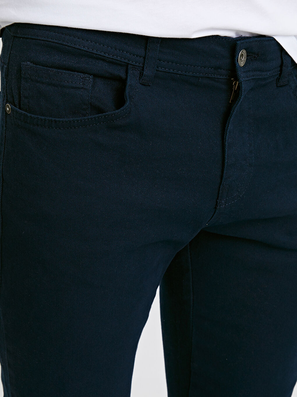 Lacivert Dar Kalıp Gabardin Erkek Chino Pantolon-3