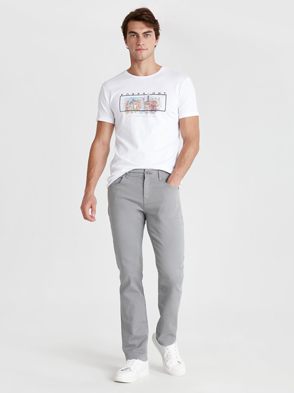 بنطلون تشينو للرجال بقصة ضيقة من قماش الجبردين