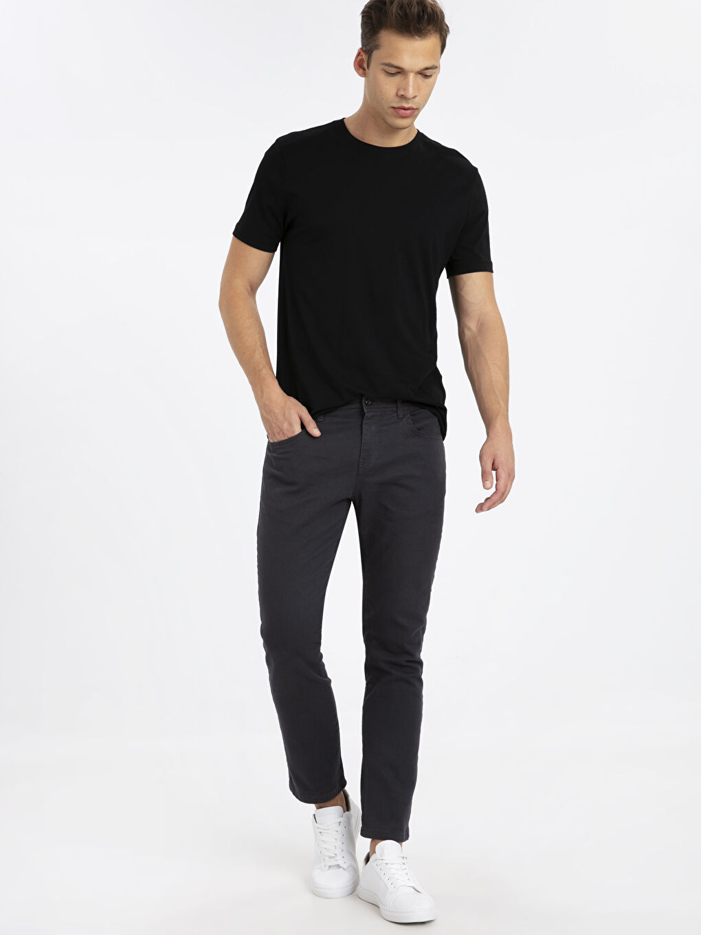 Antrasit Dar Kalıp Gabardin Erkek Chino Pantolon