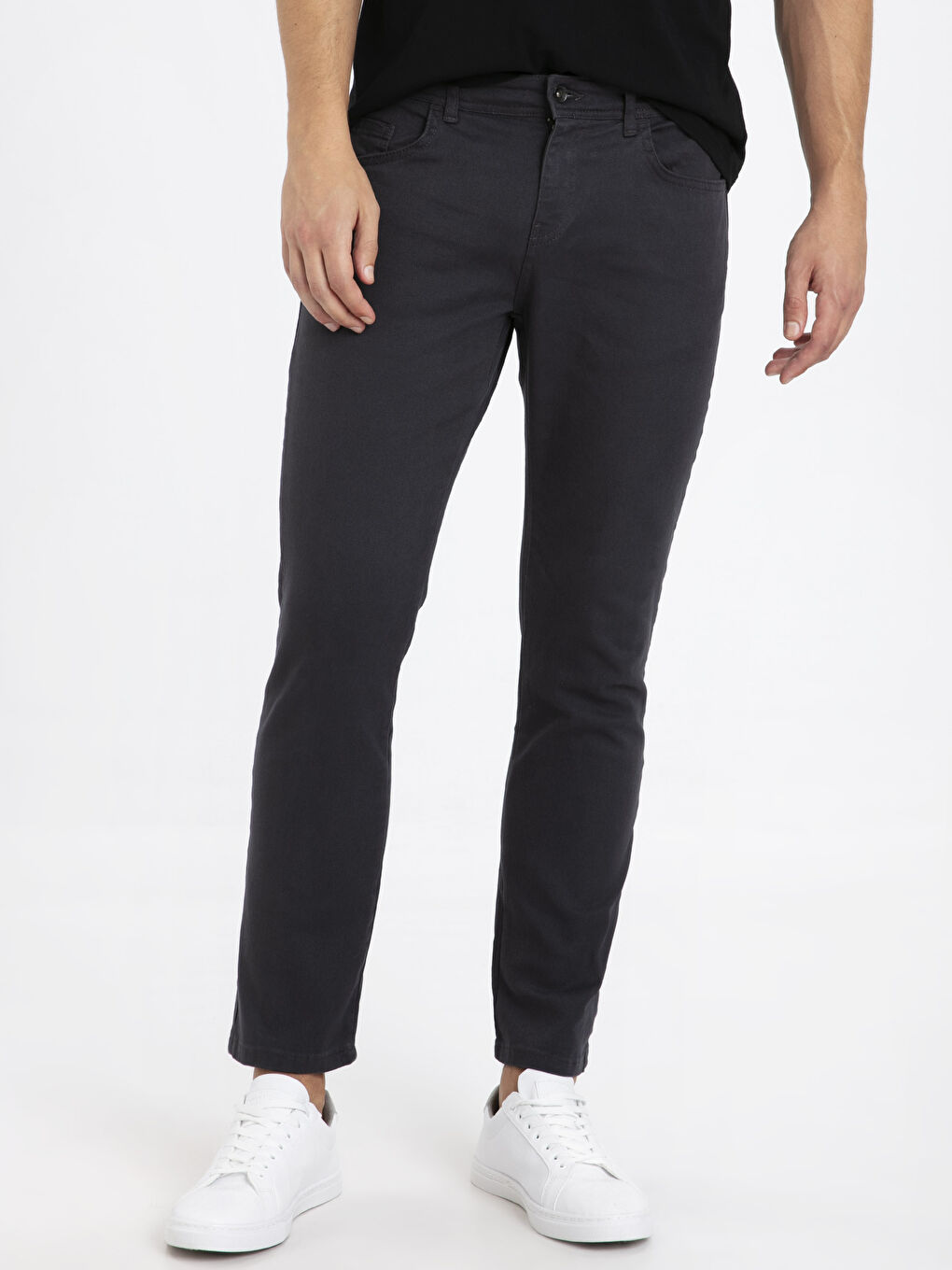 Antrasit Dar Kalıp Gabardin Erkek Chino Pantolon-1