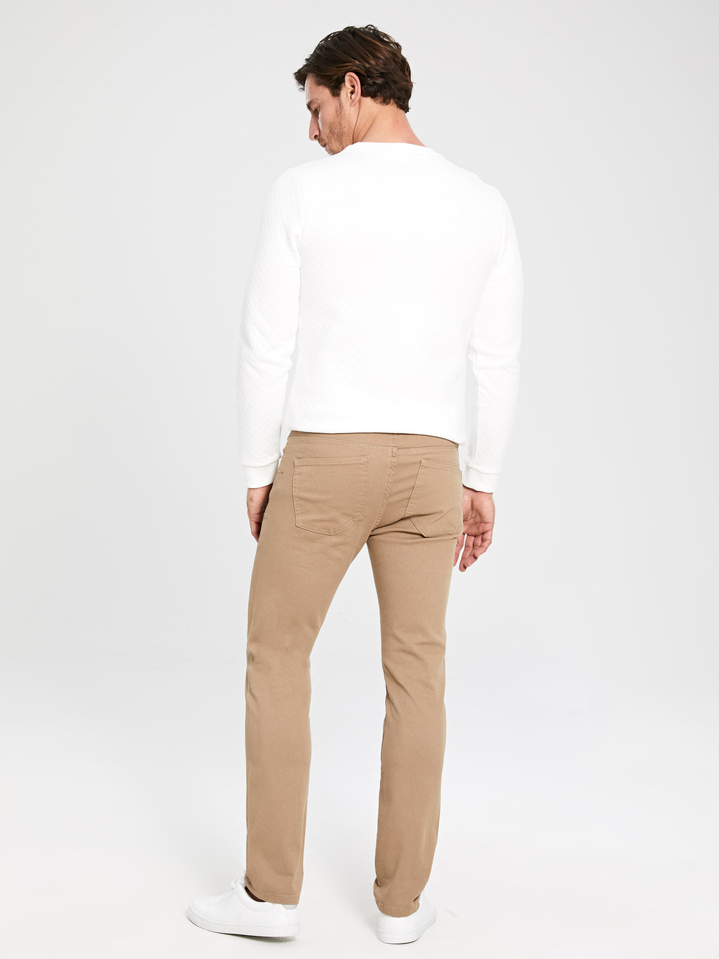 Bej Dar Kalıp Gabardin Erkek Chino Pantolon-2
