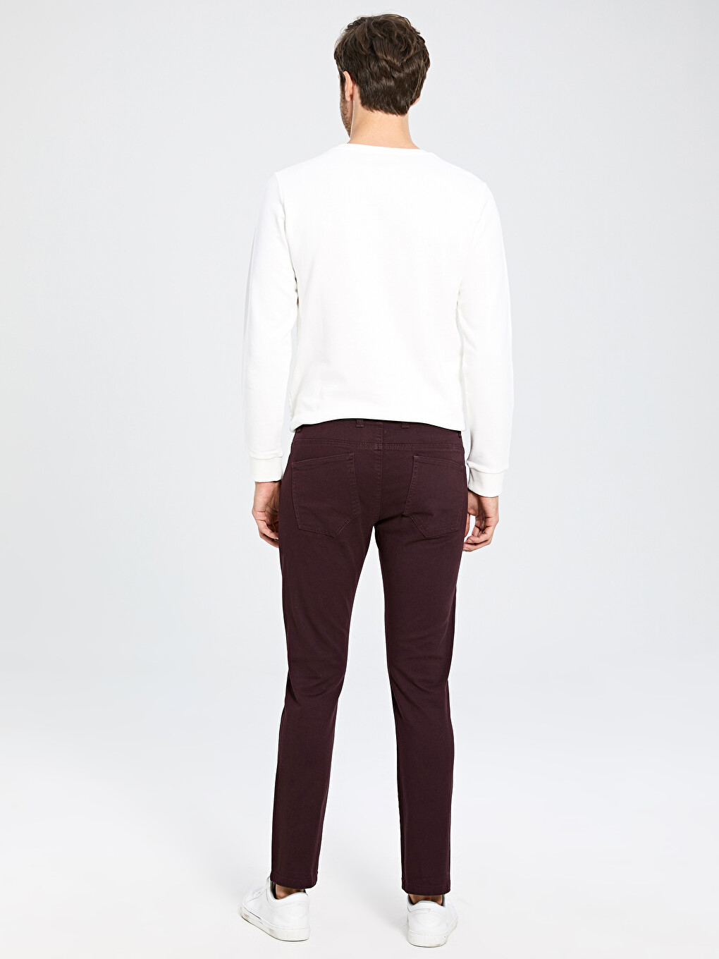 Mürdüm Dar Kalıp Gabardin Erkek Chino Pantolon-3