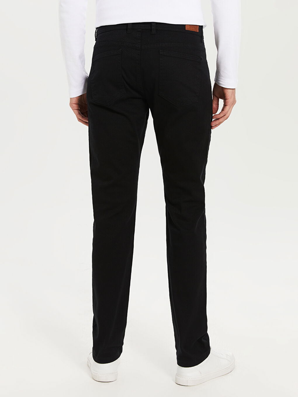 Siyah Dar Kalıp Gabardin Erkek Chino Pantolon-3