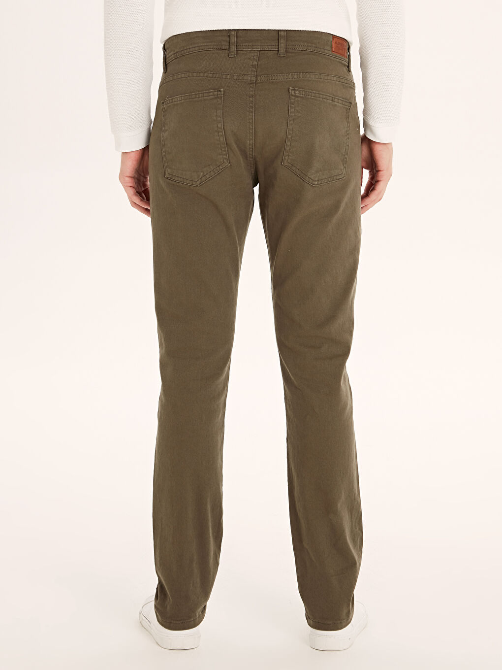 Haki Dar Kalıp Gabardin Erkek Chino Pantolon-2