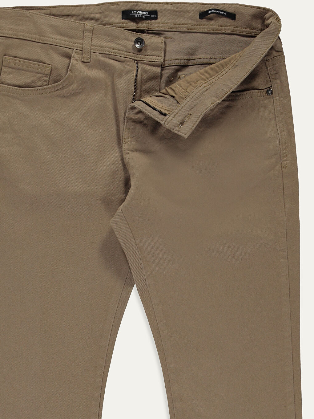 Bej Dar Kalıp Gabardin Erkek Chino Pantolon-2