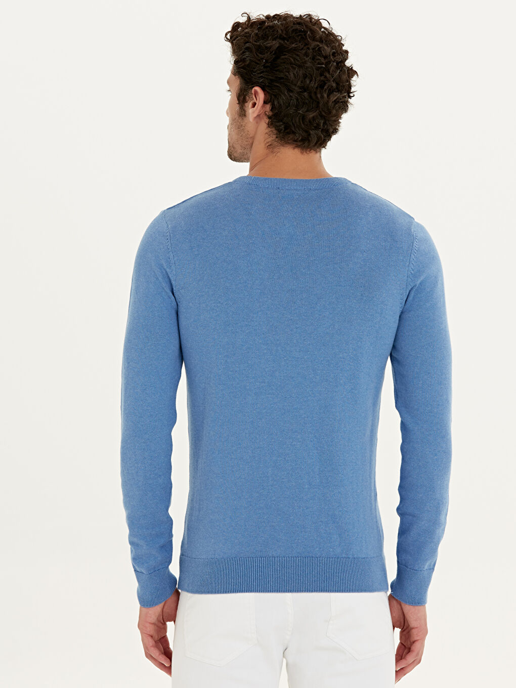 Mavi Bisiklet Yaka Erkek Triko Kazak-1