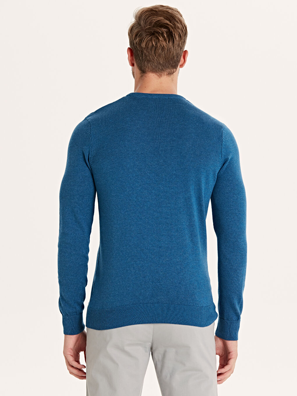 İndigo Bisiklet Yaka Erkek Triko Kazak-2