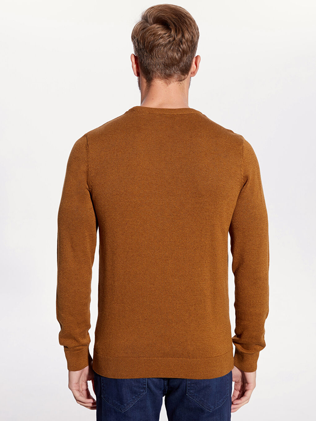 Sarı Bisiklet Yaka Erkek Triko Kazak-2