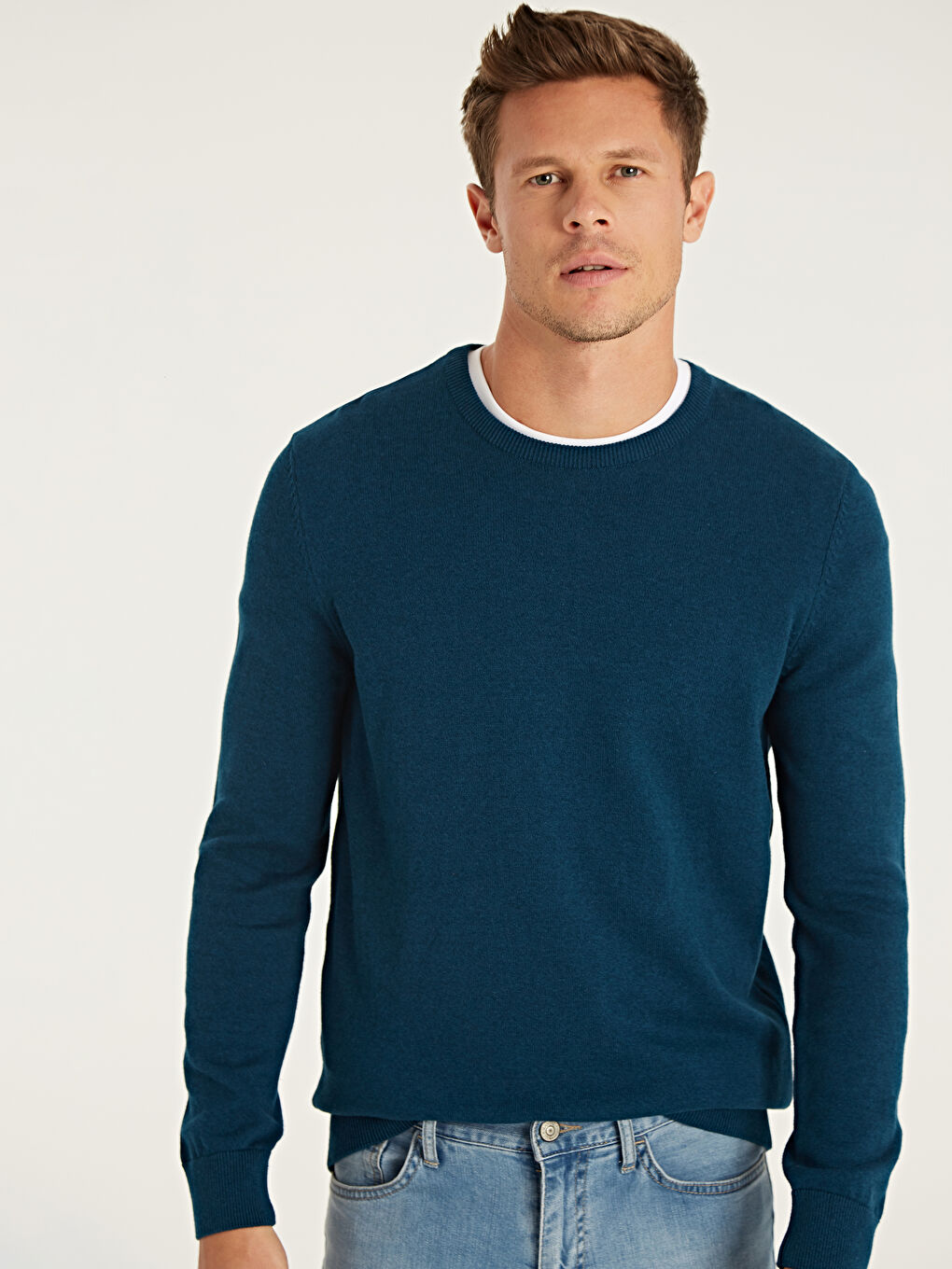 Petrol Bisiklet Yaka Erkek Triko Kazak