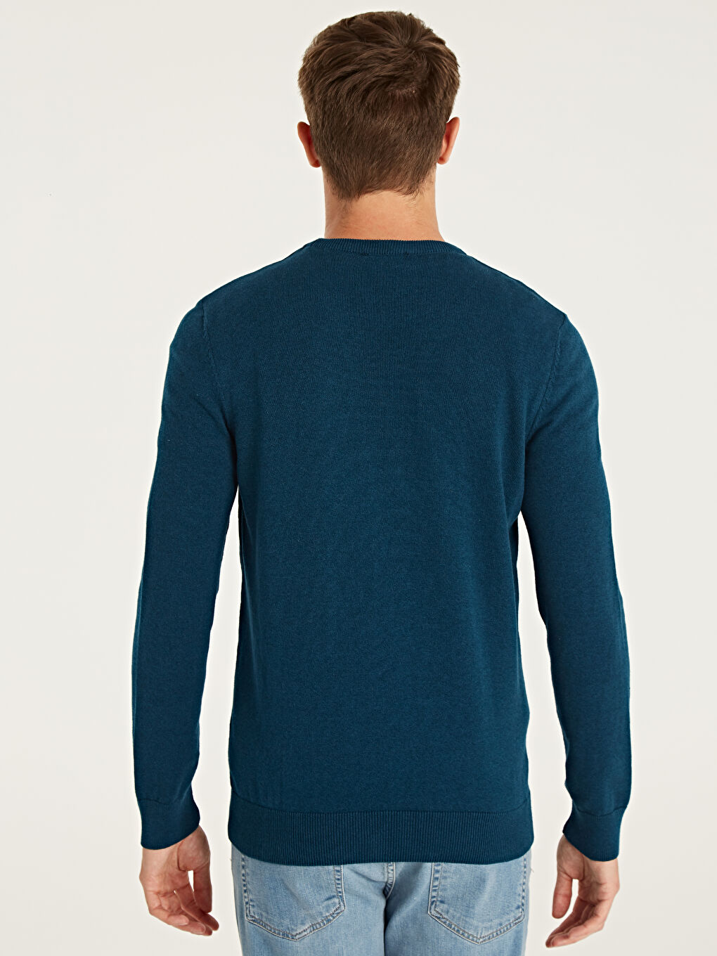 Petrol Bisiklet Yaka Erkek Triko Kazak-2