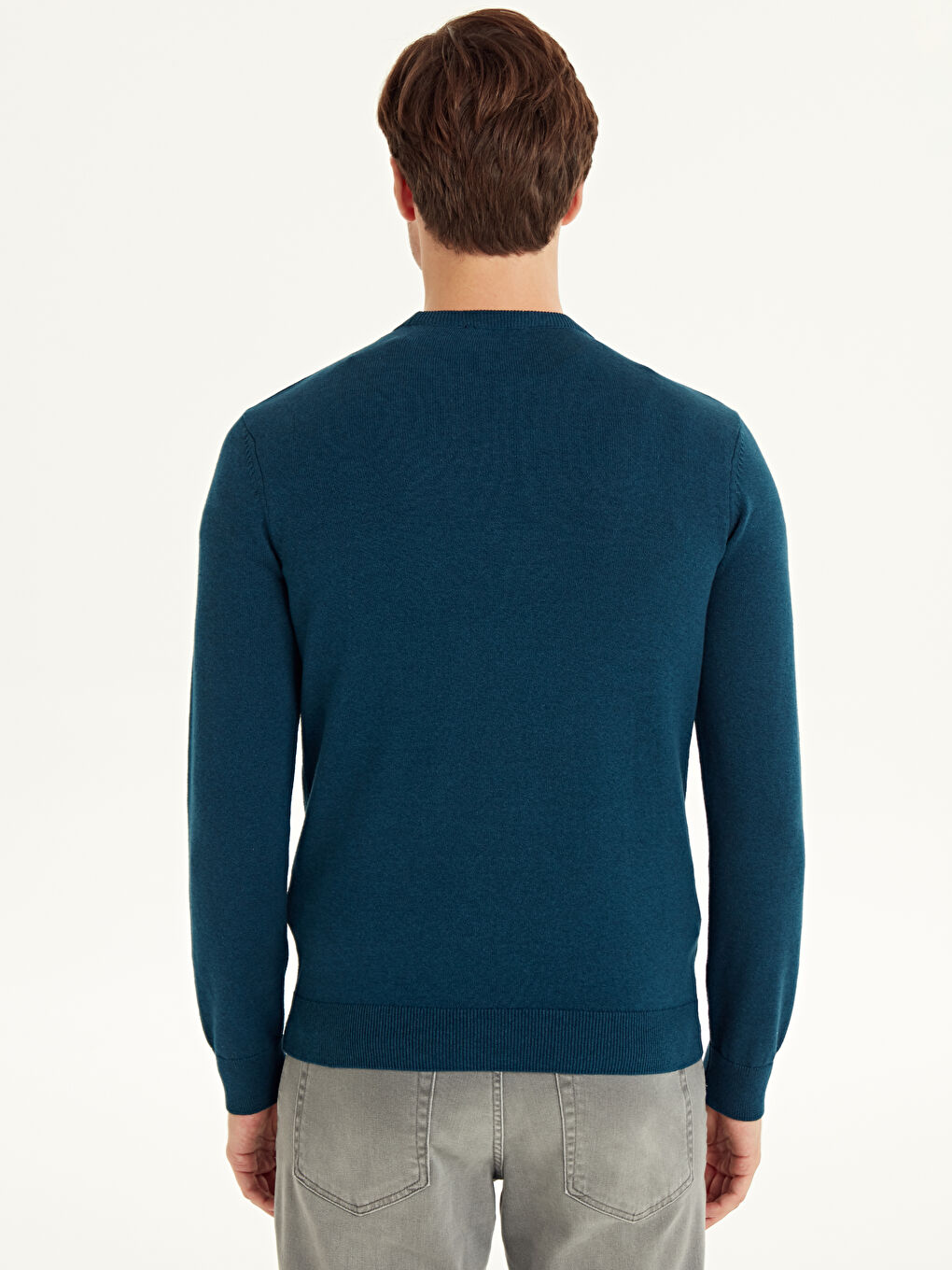 Petrol Bisiklet Yaka Erkek Triko Kazak-3