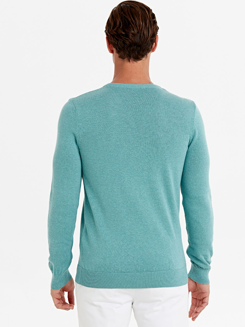 Crew Neck Long Sleeve Men's Tricot Sweater-2