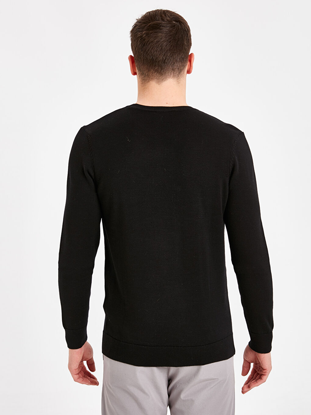 Crew Neck Long Sleeve Men's Tricot Sweater-2