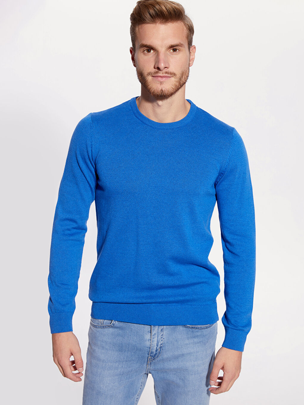 Mavi Bisiklet Yaka Erkek Triko Kazak