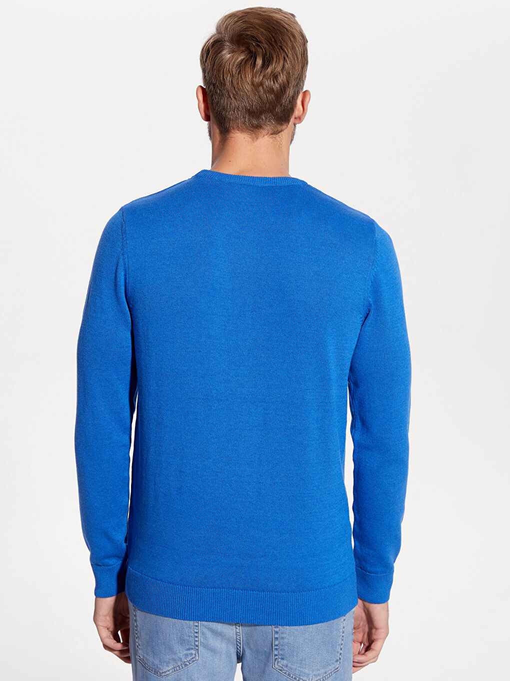 Mavi Bisiklet Yaka Erkek Triko Kazak-2