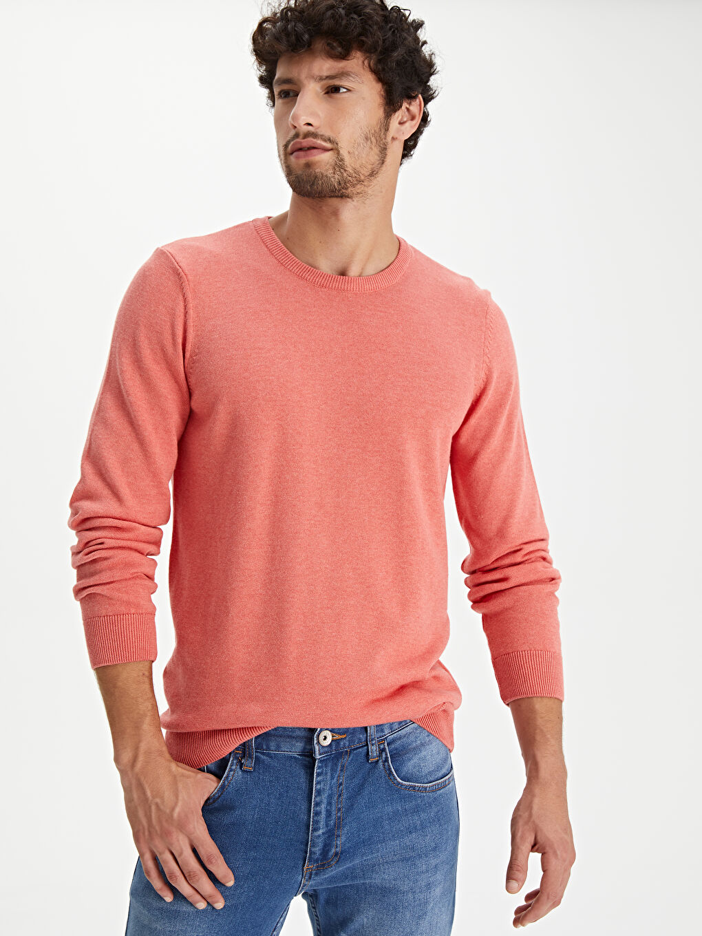 Mercan Bisiklet Yaka Erkek Triko Kazak