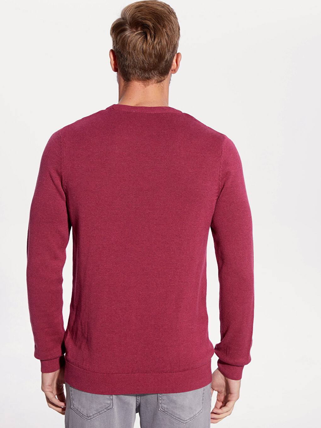 Pembe Bisiklet Yaka Erkek Triko Kazak-3