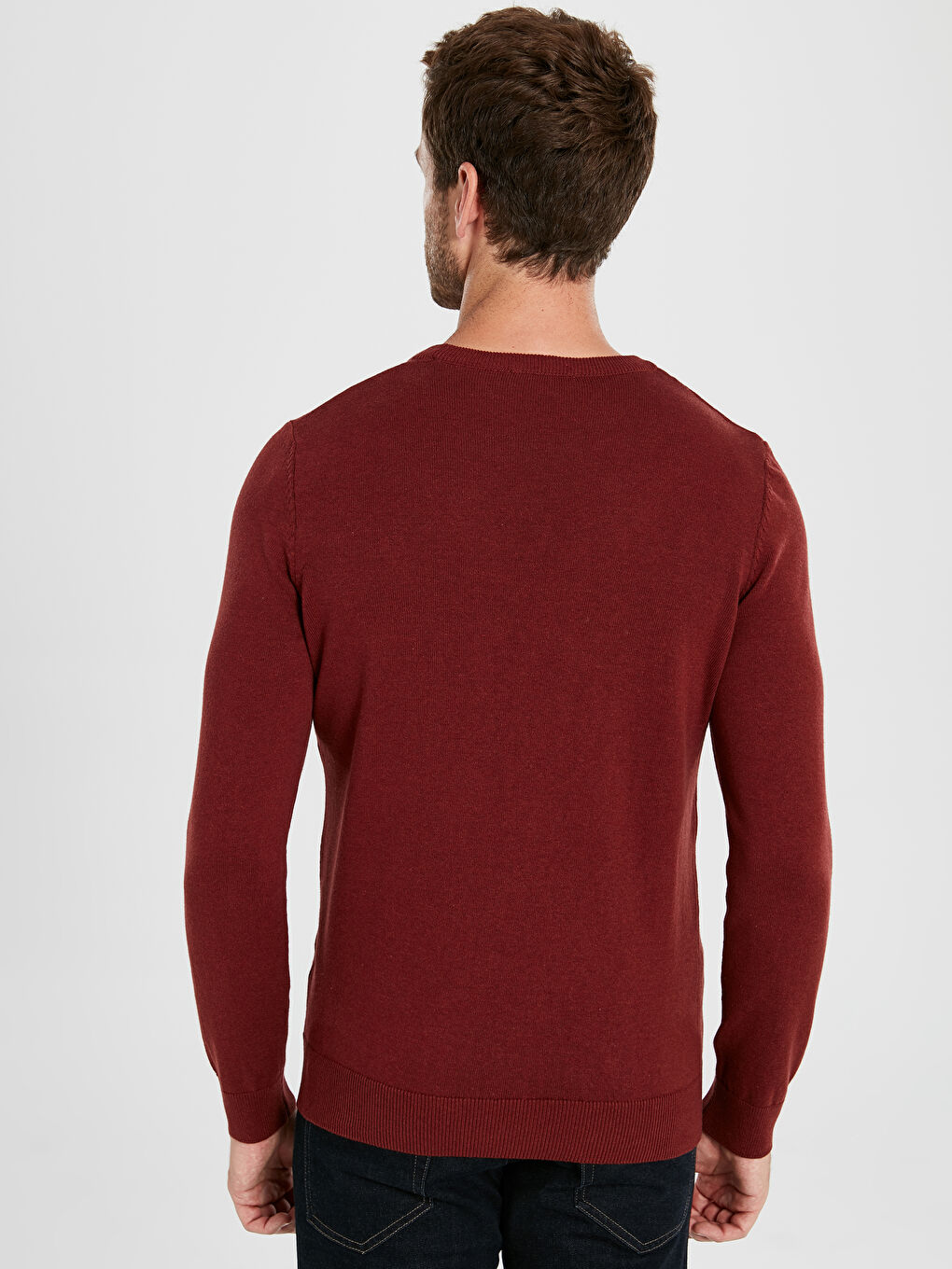 Kahverengi Bisiklet Yaka Erkek Triko Kazak-2