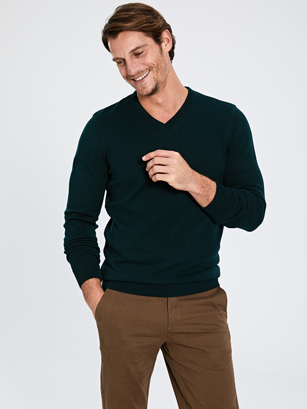 V Neck Long Sleeve Men's Knitwear Sweater-1