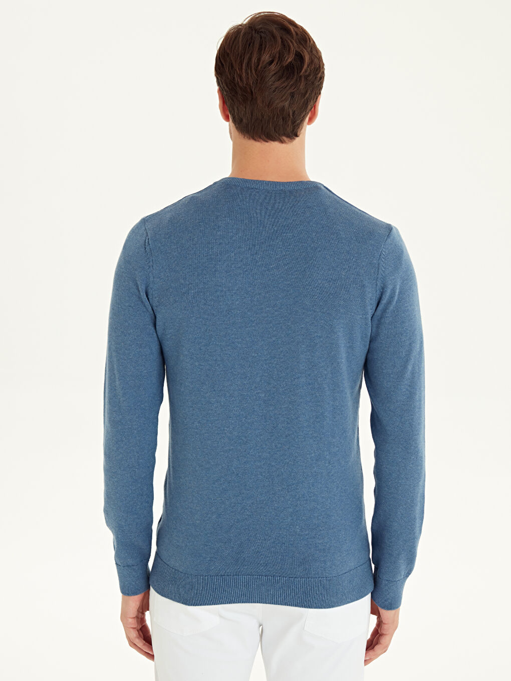 Pull-over encolure en V manches longues pour hommes en tricot-3