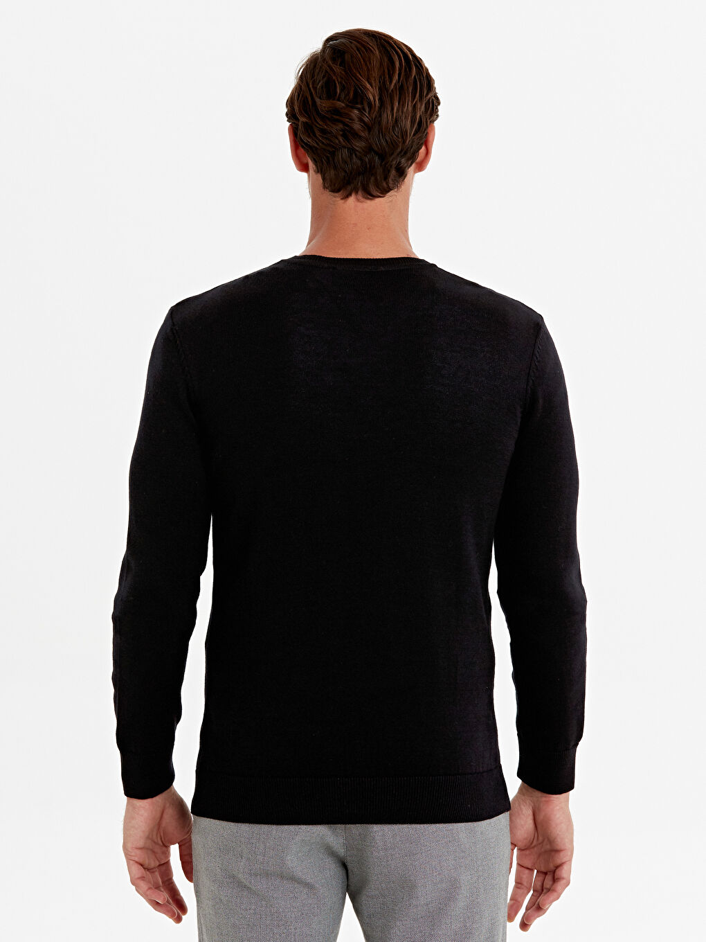 Светр з V-подібним вирізом і довгим рукавом для чоловіків з трикотажу-2