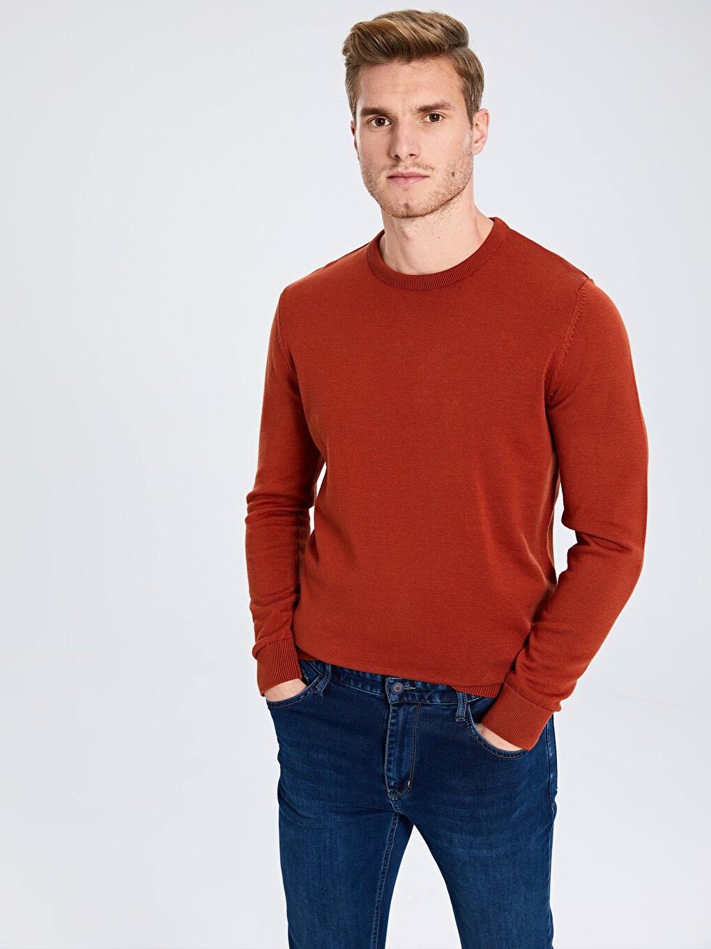 V Neck Long Sleeve Men's Knitwear Sweater