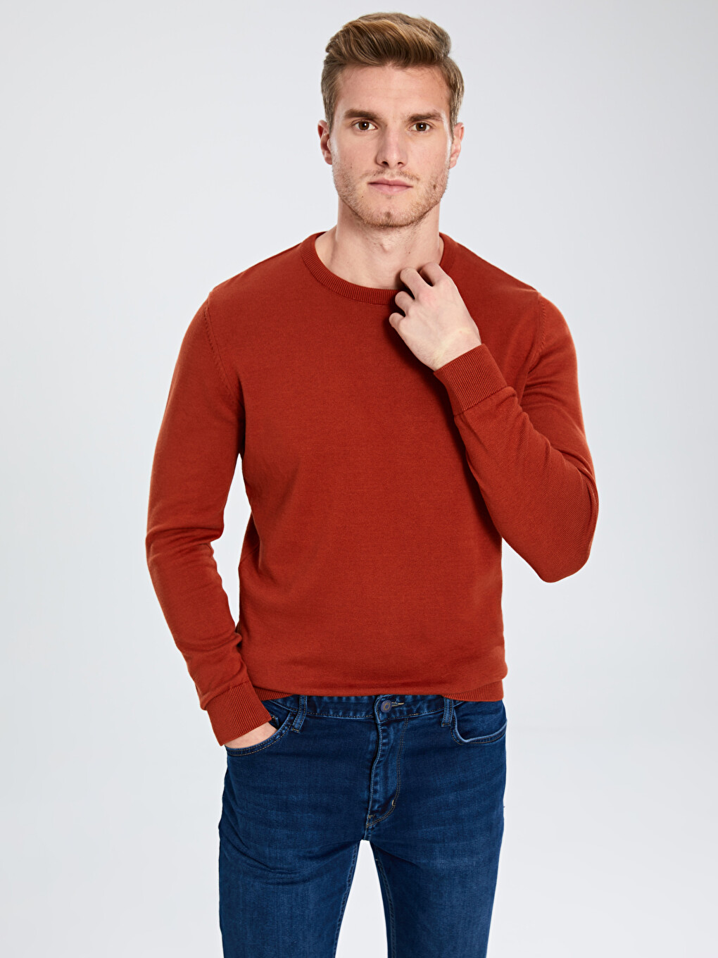 V Neck Long Sleeve Men's Knitwear Sweater-2
