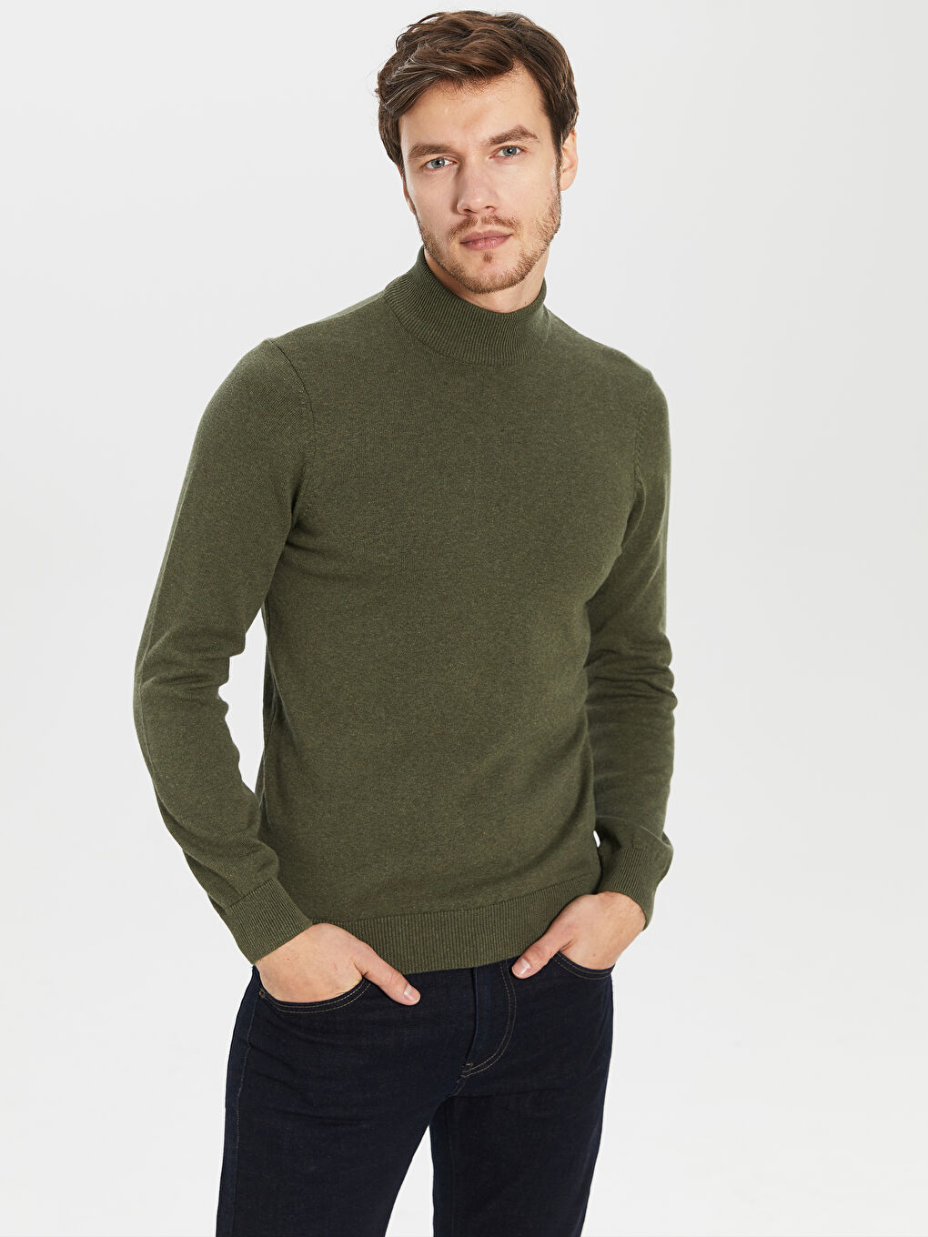 Açık Zeytin Yeşili Melanj Kazak