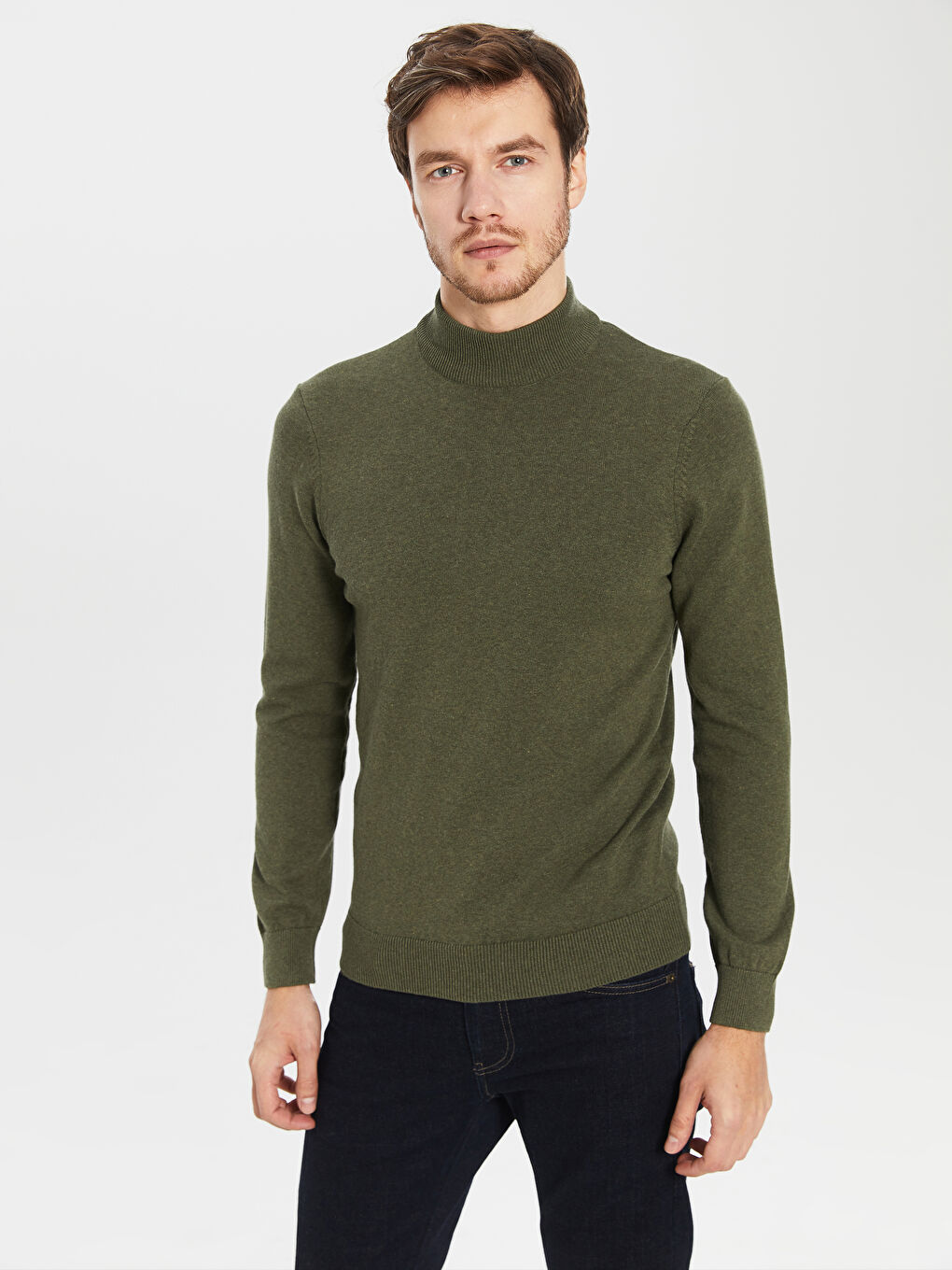 Açık Zeytin Yeşili Melanj Kazak-1