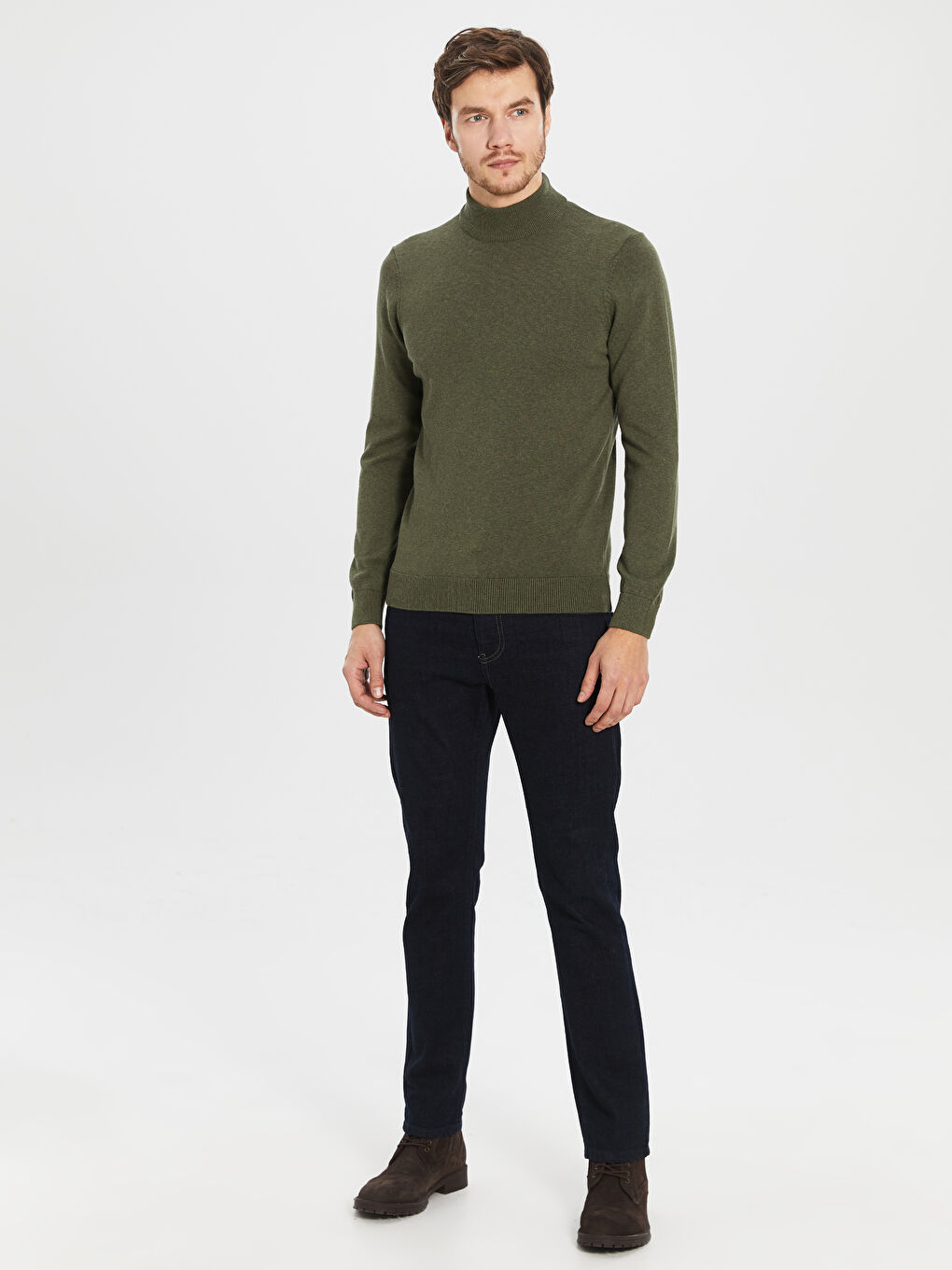 Açık Zeytin Yeşili Melanj Kazak-3