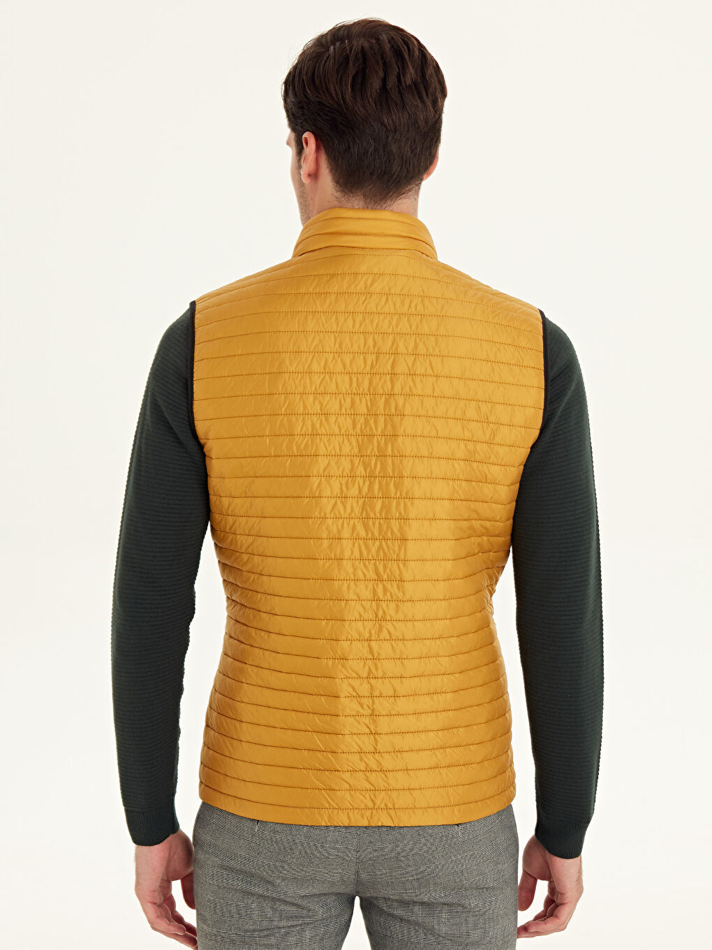 Sarı Slim Fit Dik Yaka Erkek Yelek-2