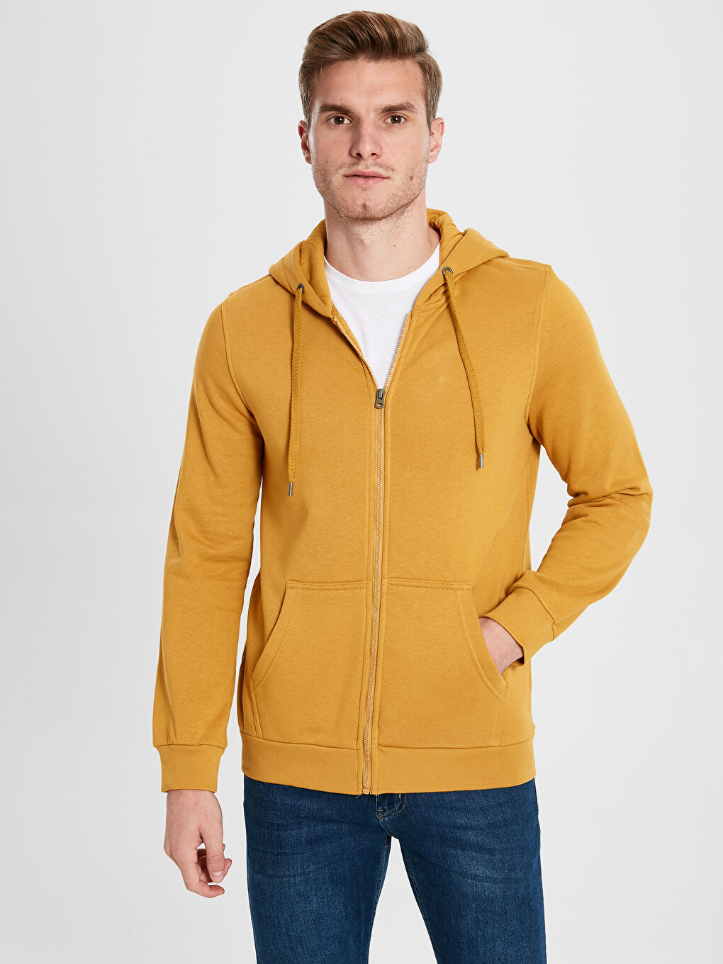 Sweat zippé JAUNE Homme