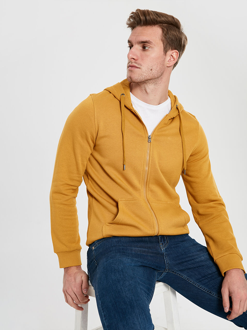 Sweat zippé JAUNE Homme-2