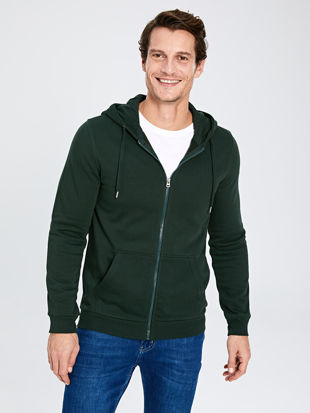 Sweat zippé Vert Homme