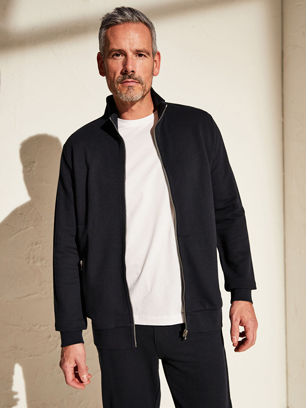 Koyu Lacivert Fermuarlı Sweatshirt