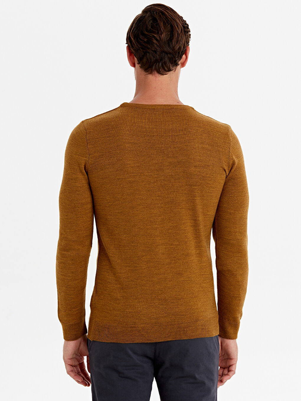 Sarı Bisiklet Yaka Erkek Triko Kazak-2