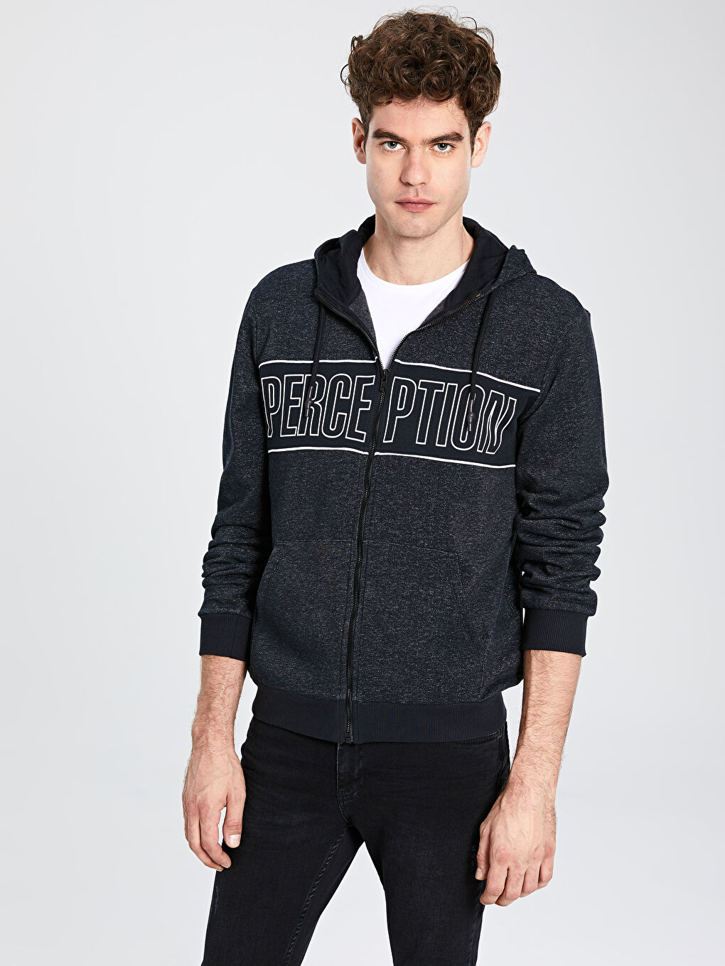 Siyah Kapüşonlu Fermuarlı Erkek Sweatshirt-2