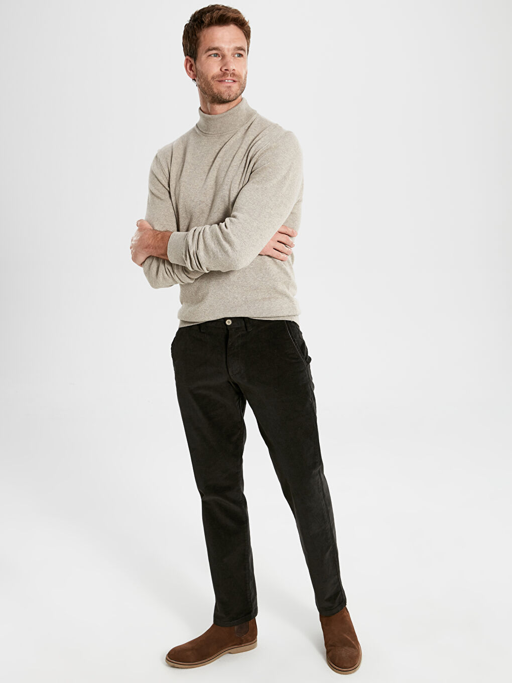 Haki Kadife Erkek Pantolon-2