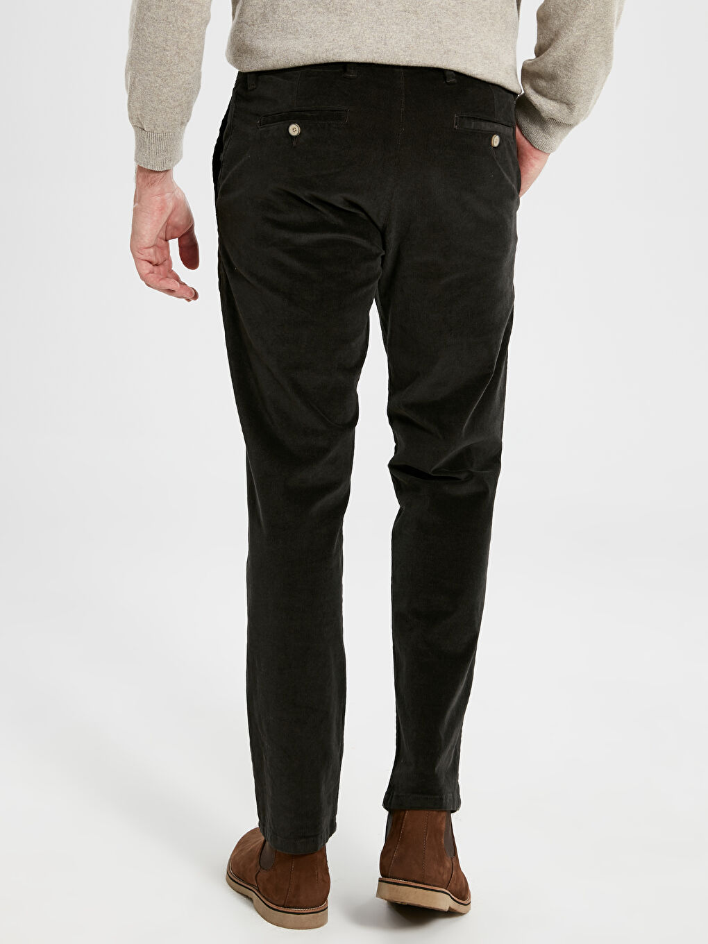 Haki Kadife Erkek Pantolon-4