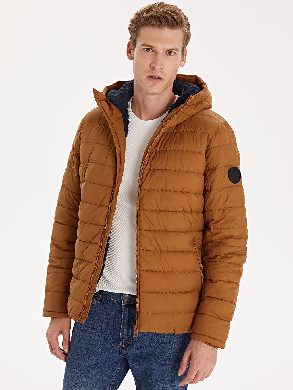 Açık Kahverengi Şişme Mont-1